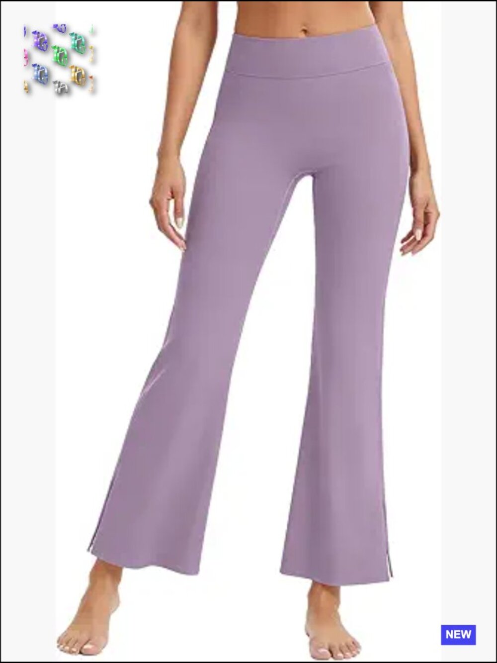 High Waist Side Slit Flare Workout Leggings Tummy Control Butt Lifting Yoga